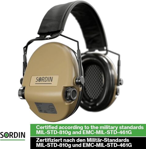 أغطية أذن رفيعة من Sordin MIL AUX - واقيات أذن عسكرية نشطة وإلكترونية مع عصابة رأس جلدية - أغطية أذن تكتيكية in Kuwait