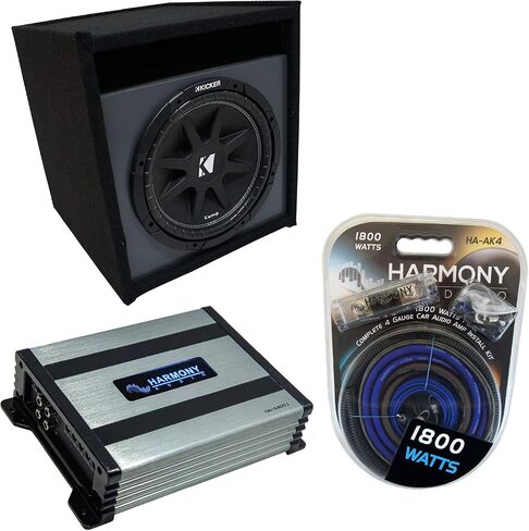 Harmony Audio Universal Car Stereo Paintable Ported 10" Kicker Bundle Comp C10 Sub Box Enclosure & Harmony HA-A400.1 Amp in Saudi Arabia