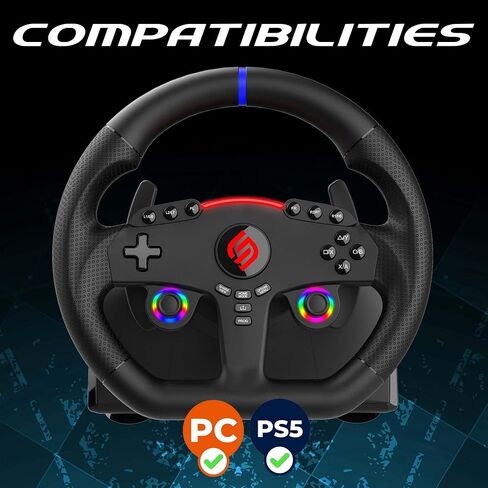 SUBSONIC – Superdrive 270 GT-5 Steering Wheel - PS5 LED steering wheel with dual sticks, 270° rotation, pedals and paddle shifters. Compatible with PS5 and PC – Black in Saudi Arabia