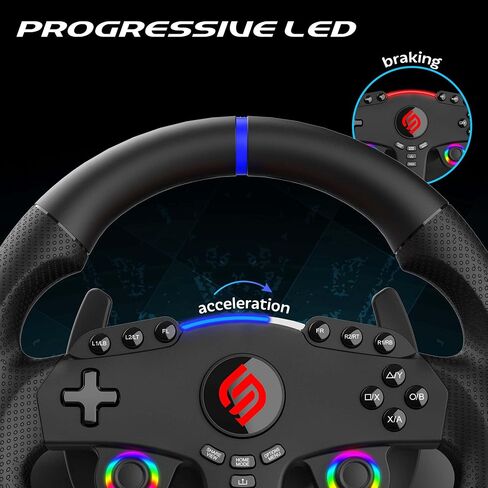SUBSONIC – Superdrive 270 GT-5 Steering Wheel - PS5 LED steering wheel with dual sticks, 270° rotation, pedals and paddle shifters. Compatible with PS5 and PC – Black in Saudi Arabia