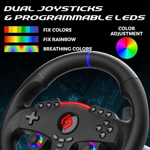 SUBSONIC – Superdrive 270 GT-5 Steering Wheel - PS5 LED steering wheel with dual sticks, 270° rotation, pedals and paddle shifters. Compatible with PS5 and PC – Black in Saudi Arabia