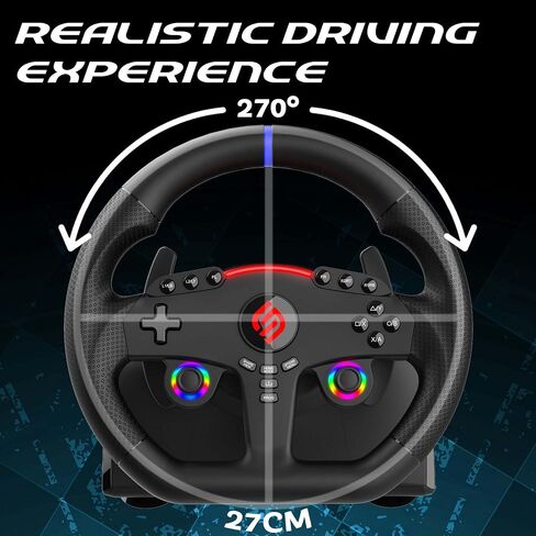 SUBSONIC – Superdrive 270 GT-5 Steering Wheel - PS5 LED steering wheel with dual sticks, 270° rotation, pedals and paddle shifters. Compatible with PS5 and PC – Black in Saudi Arabia