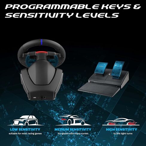 SUBSONIC – Superdrive 270 GT-5 Steering Wheel - PS5 LED steering wheel with dual sticks, 270° rotation, pedals and paddle shifters. Compatible with PS5 and PC – Black in Saudi Arabia