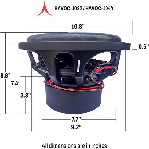 Audiozee Havoc Series 10 مضخم صوت 1600 وات RMS / 3200 وات كحد أقصى، مقاومة مزدوجة 2 أوم، مخروط كيفلار، تصميم درجة المنافسة، ملف صوتي نحاسي 3 بوصات 4 طبقات in Saudi Arabia