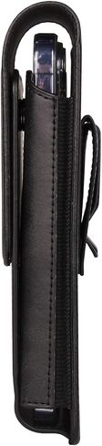 Cell Phone Waist Holster with Clip Leather, Vertical SmartPhone Waist Bag Black, Travel Sport Mobile Phone Belt Pouch Purse Men Card Holder Waist Wallet Belt Loop Pocket with Carabiner Hook Bumbag in Saudi Arabia