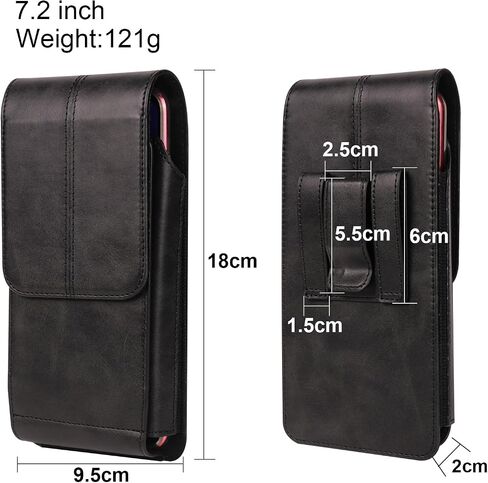 Cell Phone Waist Holster with Clip Leather, Vertical SmartPhone Waist Bag Black, Travel Sport Mobile Phone Belt Pouch Purse Men Card Holder Waist Wallet Belt Loop Pocket with Carabiner Hook Bumbag in Saudi Arabia