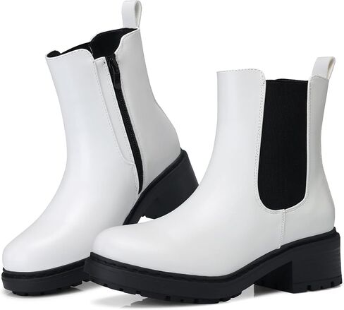 Shibever Womens Otchle Boots Chelsea: مكتنزة منخفضة الكعب مستدير أحذية تشيلسي تشيلسي للنساء - انزلق على الجوارب الكاحل المرنة خريف 2025 in Saudi Arabia