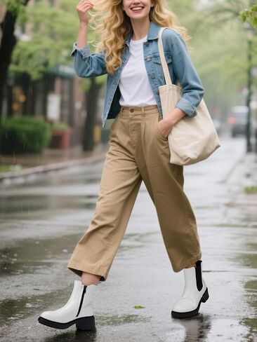 Shibever Womens Otchle Boots Chelsea: مكتنزة منخفضة الكعب مستدير أحذية تشيلسي تشيلسي للنساء - انزلق على الجوارب الكاحل المرنة خريف 2025 in Saudi Arabia