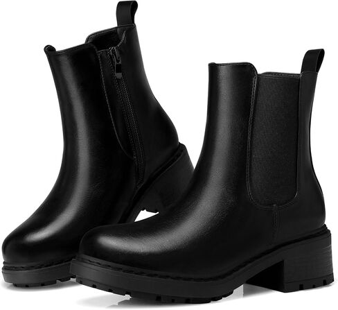 Women's Chelsea Boots Ankle: Slip on Chunky Heel Platform Booties | Side Zipper, Lug Sole Fashion Ankle Boots for Fall 2026, Casual Comfortable Chelsea Boots Shoes Size 6-11 in Saudi Arabia