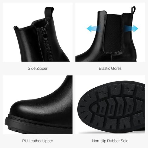Women's Chelsea Boots Ankle: Slip on Chunky Heel Platform Booties | Side Zipper, Lug Sole Fashion Ankle Boots for Fall 2026, Casual Comfortable Chelsea Boots Shoes Size 6-11 in Saudi Arabia