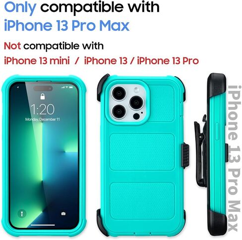 حافظة Defender لهاتف iPhone 13 Pro Max مع حافظة بمشبك، هيكل كامل متين وشديد التحمل، طبقتان من الغطاء القوي المقاوم للسقوط، غطاء حماية من الدرجة العسكرية لحافظة هاتف iPhone 13 Pro Max (أسود وبرتقالي) in Kuwait