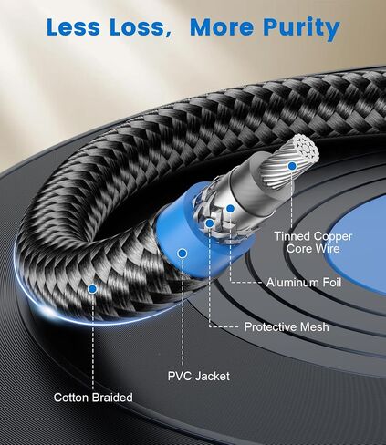 RCA Subwoofer Cable 10ft/3M 90 Degree RCA to RCA Cable Cotton Braided Double Shielded Digital Analogue Supports Amplifiers,Home Theater,Subwoofer (Black) in Saudi Arabia