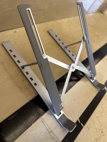 Laptop Stand for Desk, Adjustable Laptop Riser ABS+Silicone Foldable Portable Notebook Holder, Ventilated Cooling Notebook Mount Computer Stand for 10-15.6" Laptops,Tablets-Silver in Saudi Arabia