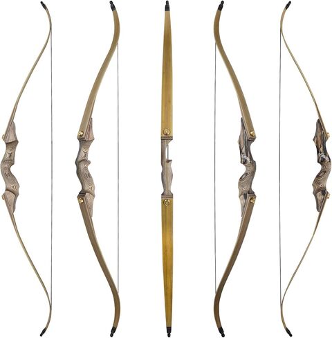 oubert Black Hunter قوس منحني 60 بوصة 20-60 رطل انهاء الخدمة القوس اليد اليمنى قوس الصيد والسهم مجموعة مع سلسلة القوس كاتم الصوت القوس الرماية للبالغين ممارسة الصيد الهدف in Kuwait