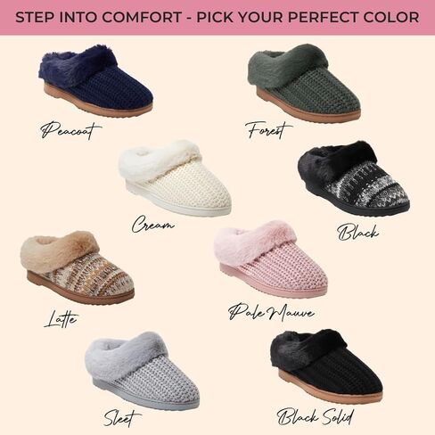 Dearfoams Women's Memory Foam Cozy Soft House Slippers Gifts for Women Hannah Knit Clog House Shoes in Saudi Arabia