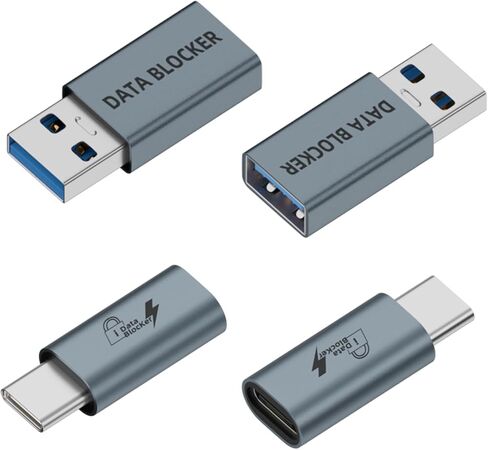 Pastall 4-Pack USB Data Blocker & USB C Data Blocker، حماية ضد التنزيل غير القانوني وجاكيت العصير للهواتف الذكية، وأجهزة الكمبيوتر، والكمبيوتر المحمول، والكمبيوتر اللوحي، فقط للشحن in Kuwait