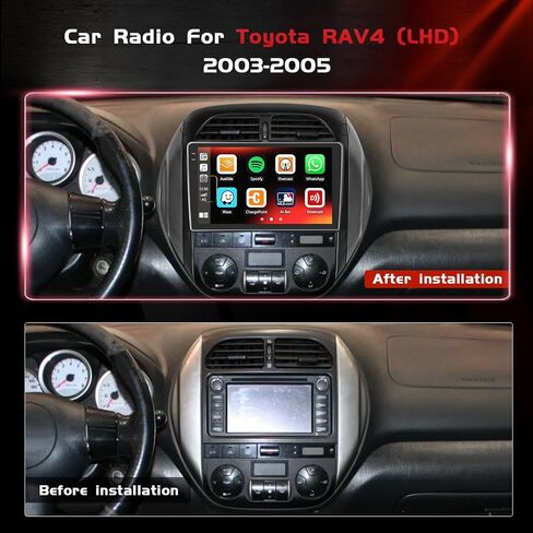 راديو سيارة 4+64 جيجابايت Android 15 لسيارة Toyota RAV4 (LHD) 2003 2004 2005 Wireless Carplay Android Auto، Realdio 9 بوصة شاشة لمس داخلية لـ RAV4 ستيريو مع WiFi Bluetooth GPS FM/RDS EQ كاميرا احتياطية MIC in Saudi Arabia