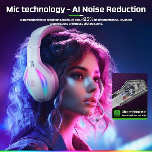 Fachixy FC100 Gaming Headset with Microphone for PS4, PS5, Switch, Xbox, Mac, PC Gaming Headphones with Mic, Gamer Headset with RGB Light - RGB Black in Kuwait