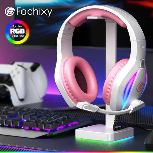 Fachixy FC100 Gaming Headset with Microphone for PS4, PS5, Switch, Xbox, Mac, PC Gaming Headphones with Mic, Gamer Headset with RGB Light - RGB Black in Kuwait