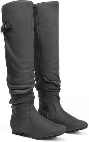 DREAM PAIRS Women's Over The Knee Flats Boots | Comfortable Casual Flat Knee High Boots for Daily Walking Vacation in Saudi Arabia