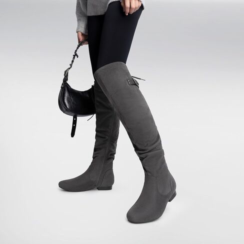 DREAM PAIRS Women's Over The Knee Flats Boots | Comfortable Casual Flat Knee High Boots for Daily Walking Vacation in Saudi Arabia