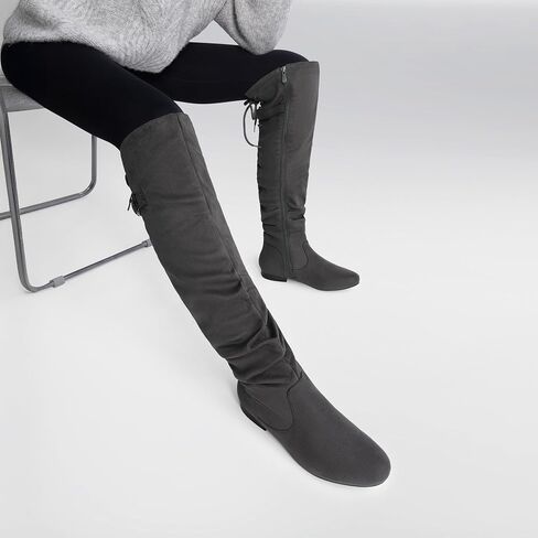 DREAM PAIRS Women's Over The Knee Flats Boots | Comfortable Casual Flat Knee High Boots for Daily Walking Vacation in Saudi Arabia