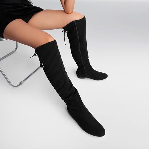 DREAM PAIRS Women's Over The Knee Flats Boots | Comfortable Casual Flat Knee High Boots for Daily Walking Vacation in Kuwait