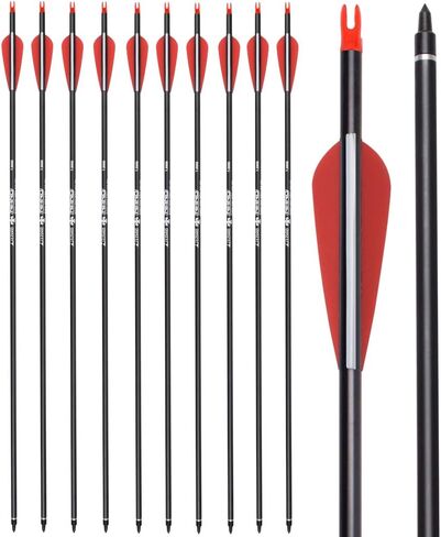 Archery Carbon Arrow Hunting Target Practice Arrows 26 28 30 Inch with Removable Tips for Compound & Recurve Bow 500 Spine 6PCS 12PCS in Kuwait