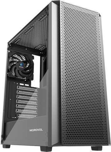 حافظة كمبيوتر ATX، حقيبة كمبيوتر متوسطة البرج مع لوحة أمامية شبكية، 4 مراوح مثبتة مسبقًا USB 3.0 حافظة كمبيوتر ألعاب من الزجاج المقوى، حافظة ATX سوداء (P5) in Kuwait