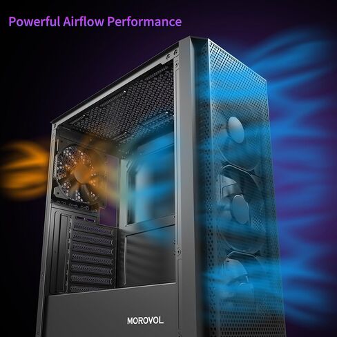 حافظة كمبيوتر ATX، حقيبة كمبيوتر متوسطة البرج مع لوحة أمامية شبكية، 4 مراوح مثبتة مسبقًا USB 3.0 حافظة كمبيوتر ألعاب من الزجاج المقوى، حافظة ATX سوداء (P5) in Kuwait