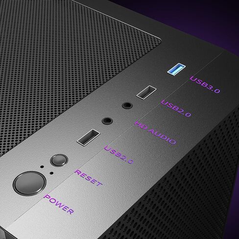 حافظة كمبيوتر ATX، حقيبة كمبيوتر متوسطة البرج مع لوحة أمامية شبكية، 4 مراوح مثبتة مسبقًا USB 3.0 حافظة كمبيوتر ألعاب من الزجاج المقوى، حافظة ATX سوداء (P5) in Kuwait