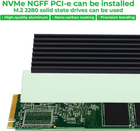مبدد حرارة M.2 SSD، 4 قطع NVMe Heatsink لـ 2280 SSD NVMe Heatsink مع وسادة حرارية وأشرطة مطاطية سوداء للكمبيوتر/PS5 M.2 PCIE NVMe SSD أو M.2 SATA SSD in Kuwait