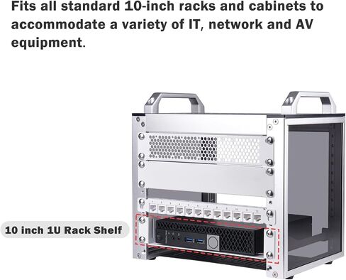 GeeekPi 1U Server Rack Shelf, 7.87" Depth Vented Rack Mount Cantilever Tray for 10 Inch Network Equipment Rack & Cabinet and DeskPi RackMate T1/T0 Server Cabinet (White) in Saudi Arabia