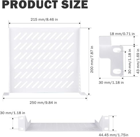 GeeekPi 1U Server Rack Shelf, 7.87" Depth Vented Rack Mount Cantilever Tray for 10 Inch Network Equipment Rack & Cabinet and DeskPi RackMate T1/T0 Server Cabinet (White) in Saudi Arabia