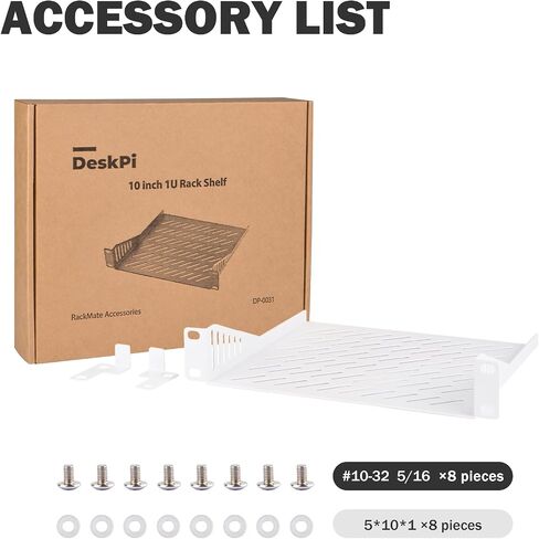GeeekPi 1U Server Rack Shelf, 7.87" Depth Vented Rack Mount Cantilever Tray for 10 Inch Network Equipment Rack & Cabinet and DeskPi RackMate T1/T0 Server Cabinet (White) in Saudi Arabia