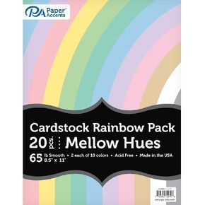 PA Paper Accents Rainbow Cardstock 8.5 x 11 Variety Pack, Modern Hues, 65lb Colored cardstock Paper for Card Making, Scrapbooking, Printing, Quilling and Crafts in Saudi Arabia