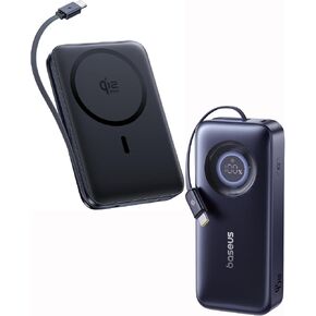 Baseus Picogo Qi2.2 25W Magsafe شاحن متنقل باور بانك 10000 مللي أمبير 45 واط مع بنك طاقة Enercore، شاحن محمول للشحن السريع 10000 مللي أمبير مدمج كابل USB-C قابل للسحب 45 واط in Kuwait
