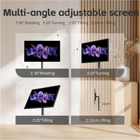 32 inch portable tv on wheels,8G +128G,8-core qualcomm cpu rolling tv with 4K camera, 1080p built-in battery(4-6h),android 13 OS, full swivel rotation in Saudi Arabia