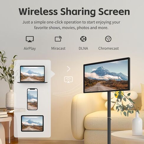 32 inch portable tv on wheels,8G +128G,8-core qualcomm cpu rolling tv with 4K camera, 1080p built-in battery(4-6h),android 13 OS, full swivel rotation in Saudi Arabia
