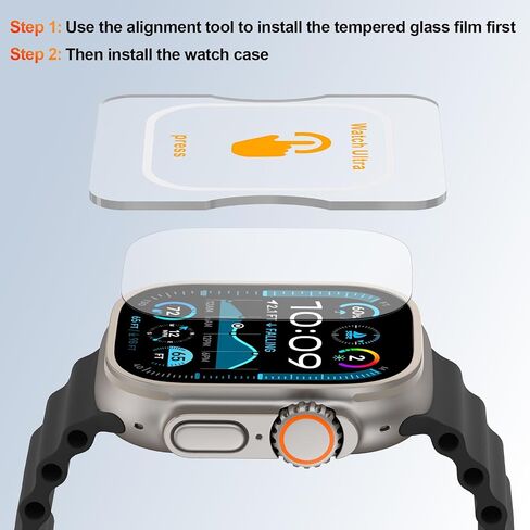 حافظة متينة لساعة Apple Watch Ultra/Ultra 2/Ultra 3 مقاس 49 مم، مصد درع معدني وكمبيوتر شخصي + طقم واقي شاشة من الزجاج المقسى غطاء أنيق واقٍ مضاد للصدمات متوافق مع iWatch Men in Kuwait