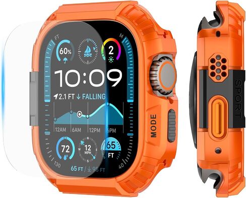 حافظة متينة لساعة Apple Watch Ultra/Ultra 2/Ultra 3 مقاس 49 مم، مصد درع معدني وكمبيوتر شخصي + طقم واقي شاشة من الزجاج المقسى غطاء أنيق واقٍ مضاد للصدمات متوافق مع iWatch Men in Kuwait
