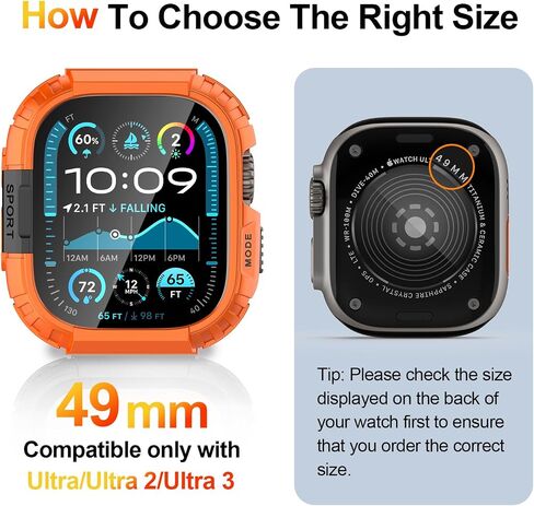حافظة متينة لساعة Apple Watch Ultra/Ultra 2/Ultra 3 مقاس 49 مم، مصد درع معدني وكمبيوتر شخصي + طقم واقي شاشة من الزجاج المقسى غطاء أنيق واقٍ مضاد للصدمات متوافق مع iWatch Men in Kuwait