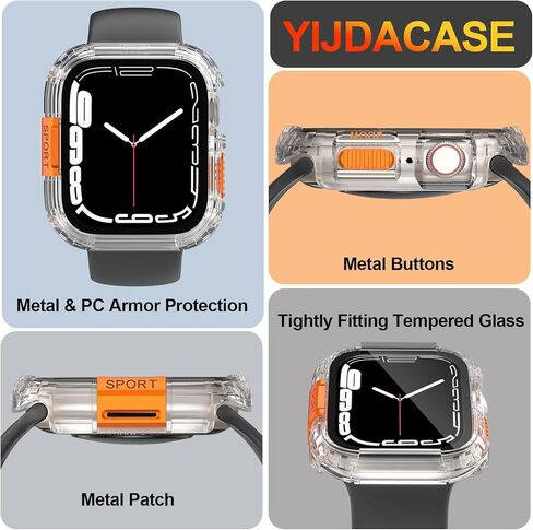 حافظة متينة لساعة Apple Watch Ultra/Ultra 2/Ultra 3 مقاس 49 مم، مصد درع معدني وكمبيوتر شخصي + طقم واقي شاشة من الزجاج المقسى غطاء أنيق واقٍ مضاد للصدمات متوافق مع iWatch Men in Kuwait