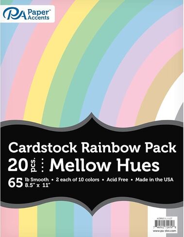 PA Paper Accents Rainbow Cardstock 8.5 × 11 حزمة متنوعة، الأشكال الحديثة، ورق البطاقات الملونة 65 رطل لصنع البطاقات، سجل القصاصات، الطباعة، اللف والحرف اليدوية in Saudi Arabia