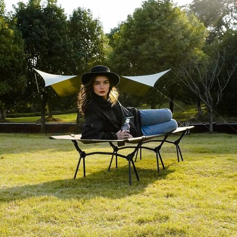 سرير تخييم خفيف الوزن من CAMPNACHT مع موسعات للساق، سرير أطفال خفيف الوزن قابل للطي من الألومنيوم للبالغين، سرير خيمة محمول على الظهر للأماكن الخارجية والمشي لمسافات طويلة، حزمة واحدة مع وضعين للاستخدام، أسود in Kuwait