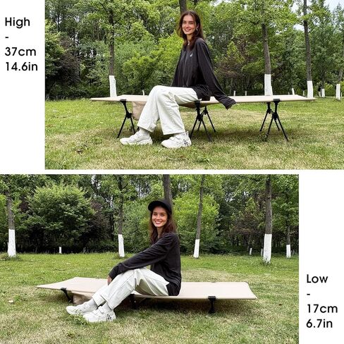 سرير تخييم خفيف الوزن من CAMPNACHT مع موسعات للساق، سرير أطفال خفيف الوزن قابل للطي من الألومنيوم للبالغين، سرير خيمة محمول على الظهر للأماكن الخارجية والمشي لمسافات طويلة، حزمة واحدة مع وضعين للاستخدام، أسود in Kuwait