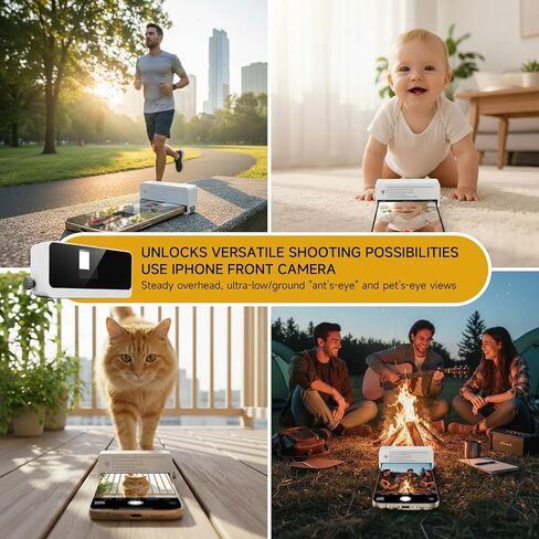 Phone Camera Mate, Lens Attachment for iPhone Overhead, Low Angle Ground-Level Shots Ideal for Vlogging, Pet POV,Content Creators,Travel Photography DIY Tutorials (Black, Large) in Saudi Arabia
