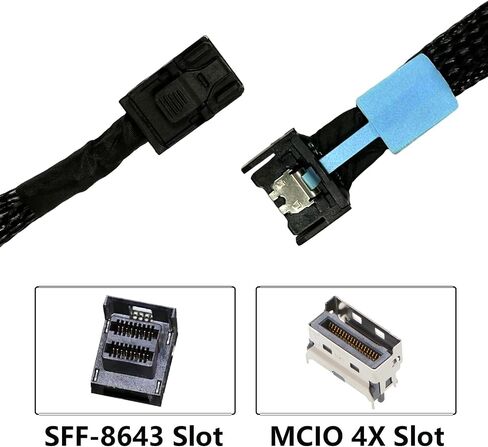 كابل داخلي MCIO 4i إلى Mini SAS HD SFF-8643، 12 جيجابت في الثانية MCIO 4X(SFF-TA-1002) إلى SFF-8643 كابل بيانات عالي السرعة للخادم، بطاقة HBA RAID، لوحة معززة، NAS (80 سم) in Kuwait