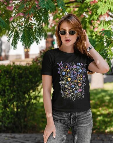Women's Floral Graphic Loose Tees Boho Wildflower T-Shirt Short Sleeve Casual Tops in Saudi Arabia