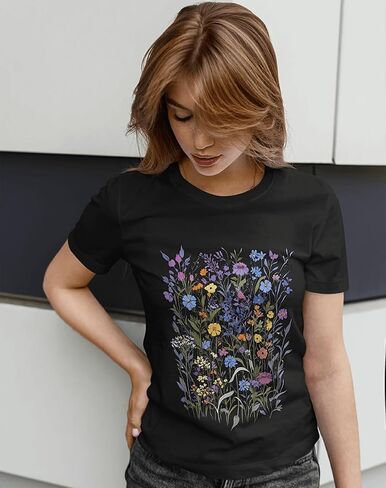 Women's Floral Graphic Loose Tees Boho Wildflower T-Shirt Short Sleeve Casual Tops in Saudi Arabia